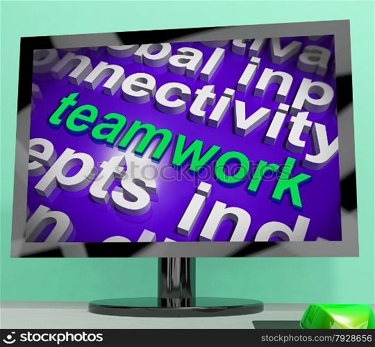 Teamwork Word Cloud Showing Combined Effort And Cooperation
