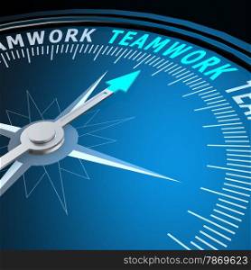 Teamwork word on compass