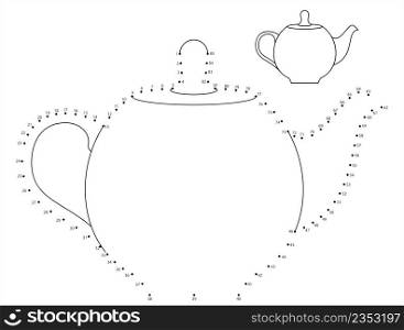 Teapot Icon Dot To Dot, Tea Pot Icon, Hot Water Pot Vector Art Illustration