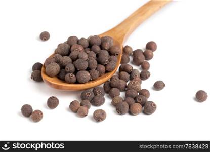 teaspoon of black pepper isolated on white background