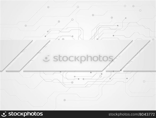Tech grey abstract background with circuit board. Tech grey abstract corporate background with circuit board