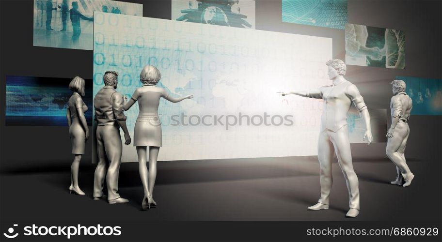 Tech Startup Concept with Virtual Presentation Background. Tech Startup