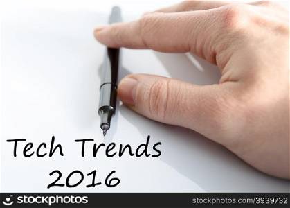 Tech trends 2016 text concept isolated over white background