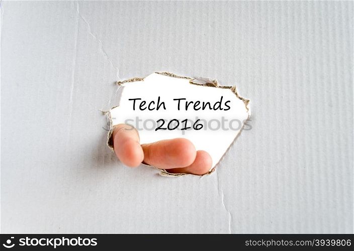 Tech trends 2016 text concept isolated over white background