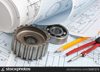 technical drawing and tools