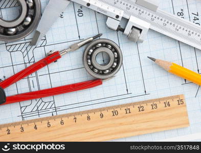 technical drawing and tools