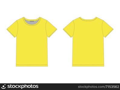 Technical sketch men t shirt in yellow colors. Unisex underwear top design template. T-shirt vector illustration. Technical sketch men t shirt in yellow colors. Unisex underwear top design template.
