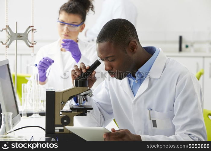 Technicians Carrying Out Research In Laboratory