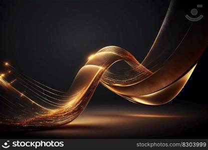 Technology abstract with shiny data wave flow. Science concept with glowing wires connected on futuristic background. Generated AI. Technology abstract with shiny data wave flow. Science concept with glowing wires connected on futuristic background. Generated AI.