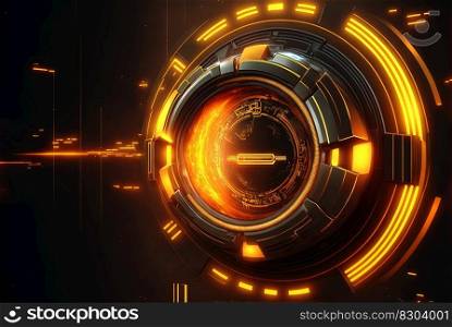 Technology abstract with shiny elements. HUD background with scientific and tech or data interface concept. Generated AI. Technology abstract with shiny elements. HUD background with scientific and tech or data interface concept. Generated AI.