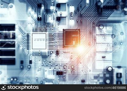 Technology background design. Blue technology curcuit background as abstract concept