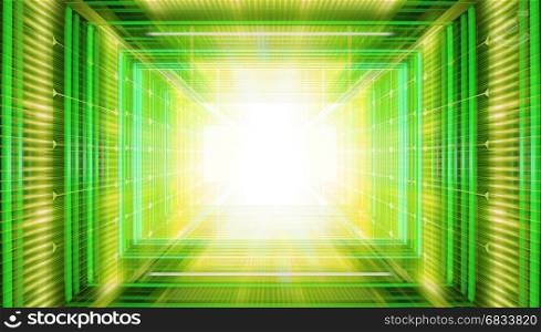Technology background with transparent geometric shapes like matrix