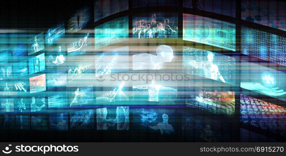 Technology Company Background with Digital Futuristic Abstract. Technology Company Background