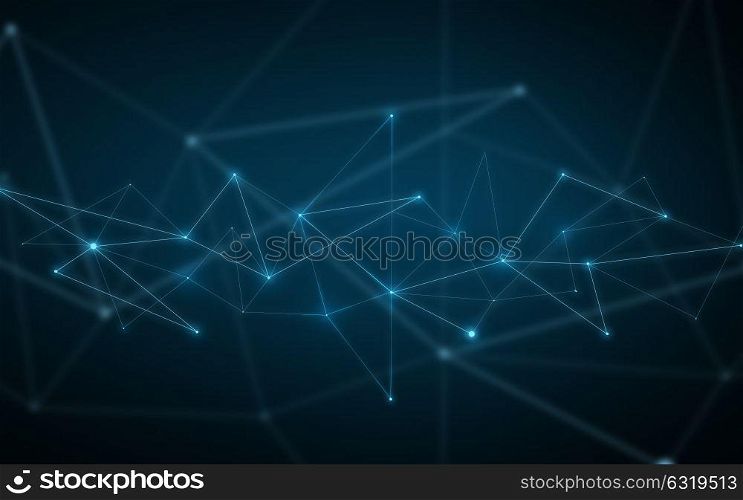 technology, cyberspace and connection concept - illustration of virtual projection over dark background. illustration of virtual projection over dark