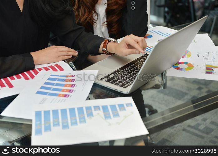 Technology equipment with laptop, business documents on meeting . Technology equipment with laptop, business documents on meeting table. Technology equipment with laptop, business documents on meeting table