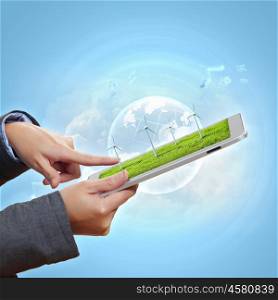 technology for ecology protection. Modern green technology for ecology protection illustration