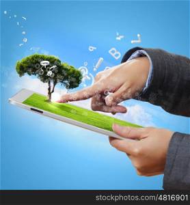 technology for ecology protection. Modern green technology for ecology protection illustration