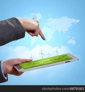 technology for ecology protection. Modern green technology for ecology protection illustration