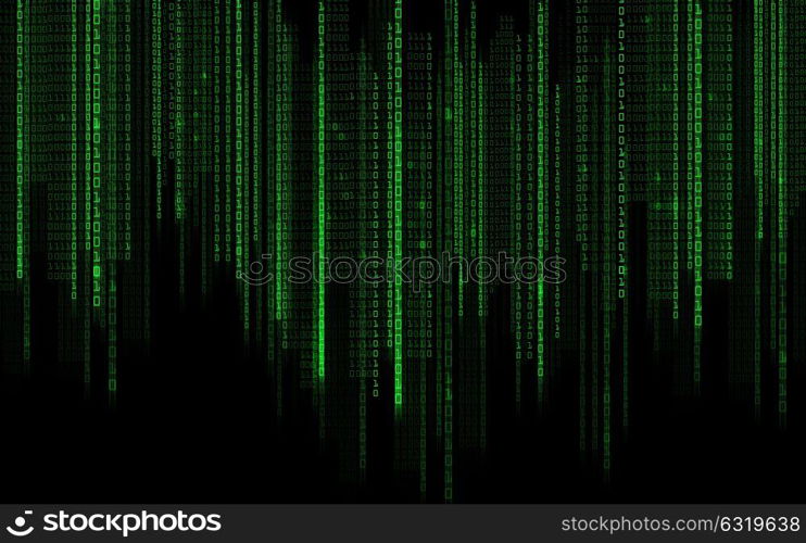 technology, future, programming and matrix - black green binary system code background. black green binary system code background