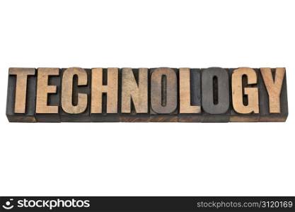 technology - isolated word in vintage letterpress wood type