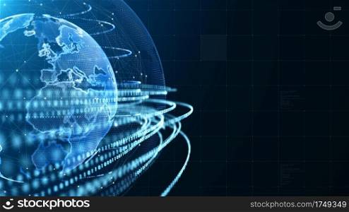Technology Network Data Connection, Digital Data Network and Cyber Security, Futuristic Global and Social Network Connection Background Concept. 3d Rendering