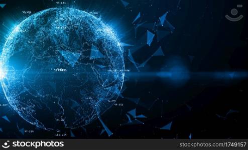 Technology Network Data Connection, Digital Network and Cyber Security Concept, Global network 5g high-speed connection background