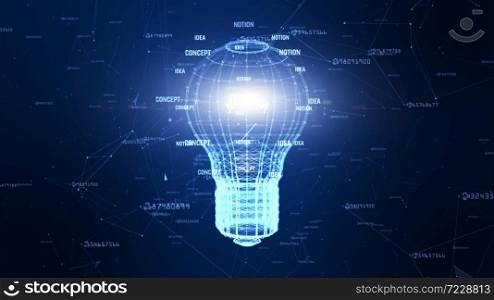 Technology network with lamp digital blue background creative idea for network in world digital concept