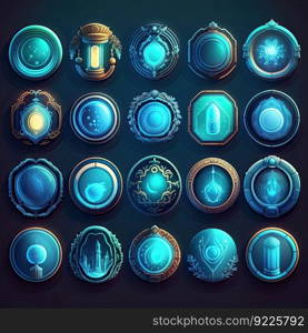 technology round frame game ai generated. gui web, banner hud, futuristic blue technology round frame game illustration. technology round frame game ai generated