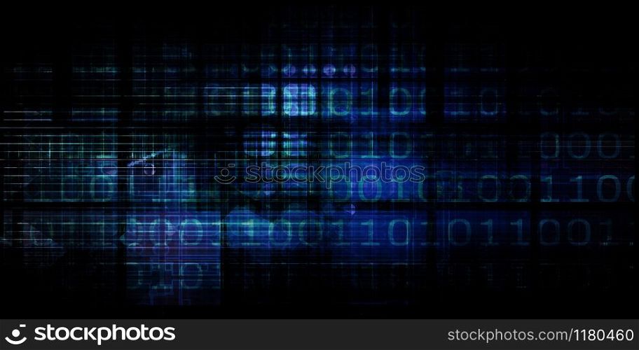 Technology Solutions with Binary Abstract Background in Blue. Technology Solutions