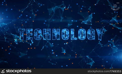 Technology Text, Technology digital data connection, Futuristic abstract background.