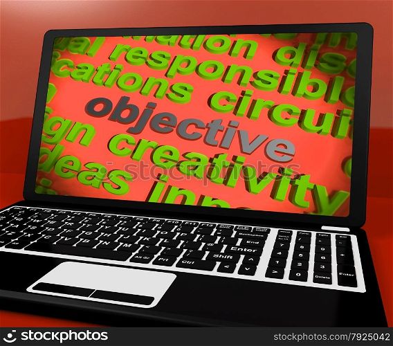 Technology Word On Laptop Meaning Software And Hi Tech. Objective Screen Meaning Purpose Goal And Target