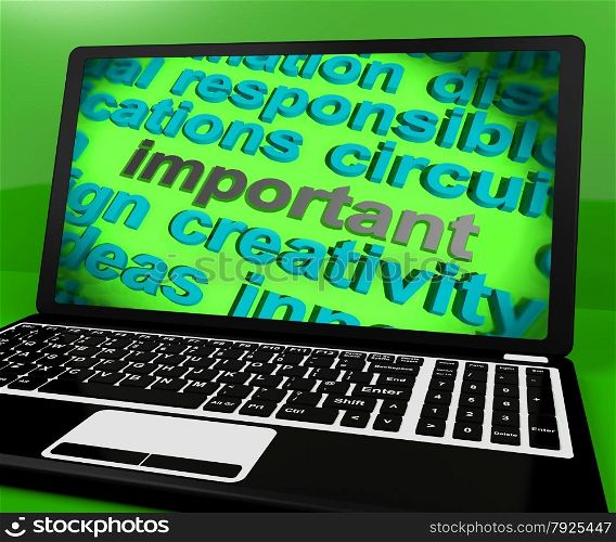 Technology Word On Laptop Meaning Software And Hi Tech. Important Screen Meaning Significant Critical Or Priority