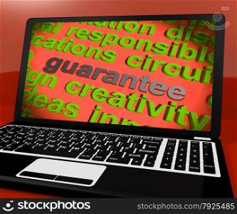 Technology Word On Laptop Meaning Software And Hi Tech. Guarantee Screen Showing Promise Assurance Or Warranty