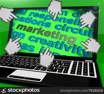 Technology Word On Laptop Meaning Software And Hi Tech. Marketing Laptop Screen Meaning Advertise And Sell Brand
