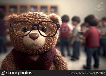 Teddy bear as a student at school. Back to school. Neural network AI generated art. Teddy bear as a student at school. Back to school. Neural network AI generated