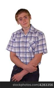 Teen boy body language expressions - Interested Standing Listening