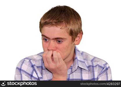 Teen boy body language expressions - Nervous biting nails