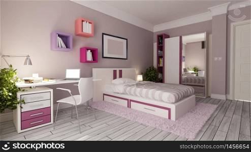 teen girl bedroom interior design idea