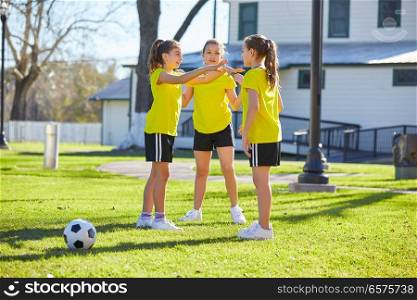 Teen girls group exercise workout at park