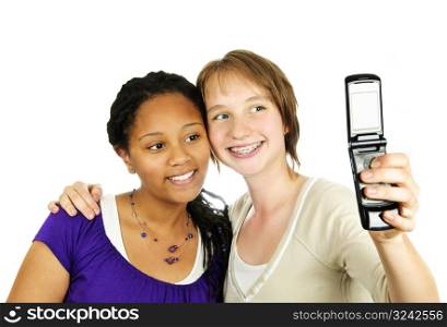 Teen girls with camera phone