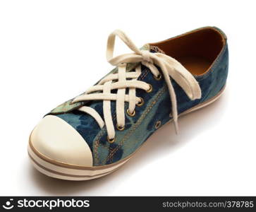 teen jeans sneakers isolated on a white