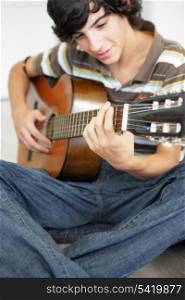 Teen with classical guitar