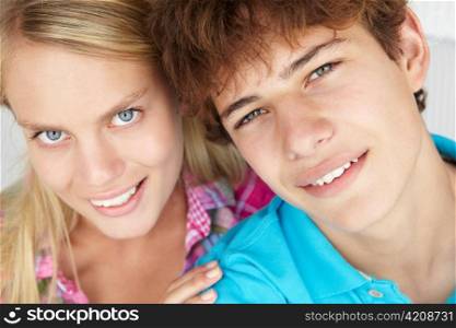 Teenage boy and girl head and shoulders