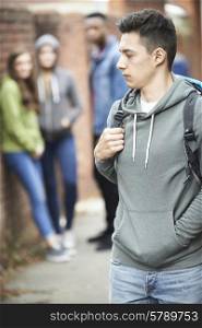 Teenage Boy Feeling Intimidated As He Walks Home