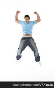 Teenage Boy Jumping In The Air