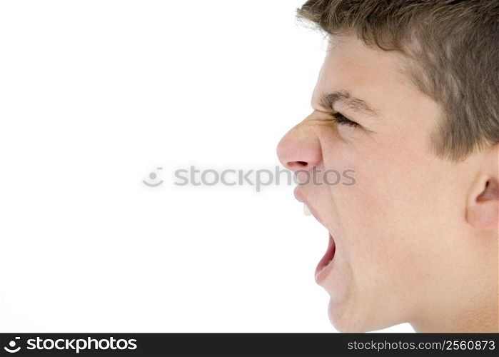 Teenage boy shouting