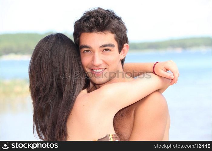 teenage couple at beach