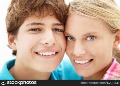 Teenage girl and boy head and shoulders