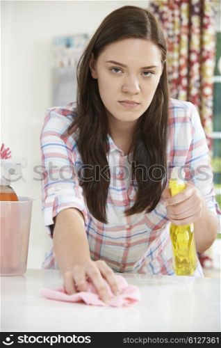 Teenage Girl Helping With Cleaning At Home