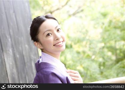 Teenage girl in Japanese dress